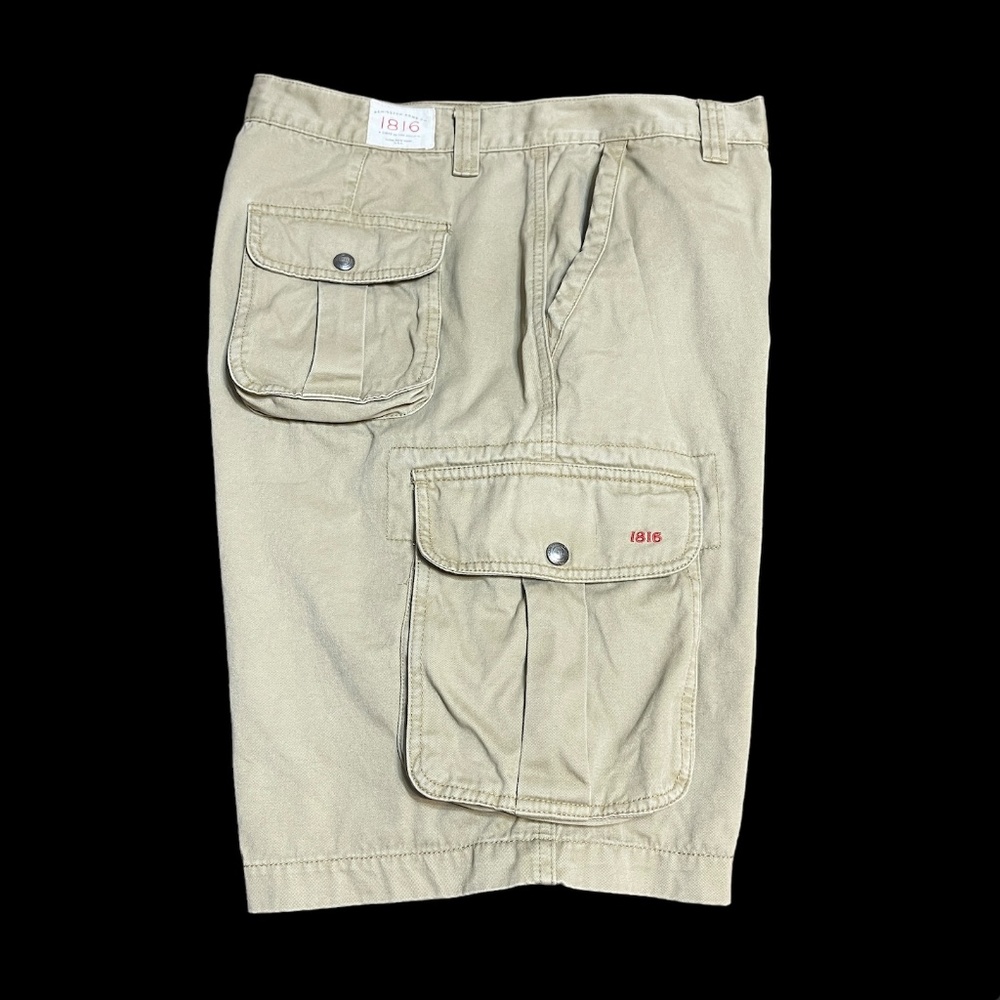 Men’s Remington Arms 1816 Tan Khaki Tan Flat Front Cargo Shorts Size 36 Pockets